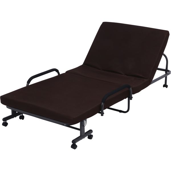 折りたたみベッド 寝具 約幅97cm ブラウン 低反発 フリーロック42段 キャスター 移動便利 組立品 ベッドルーム 寝室 茶 送料無料の通販は