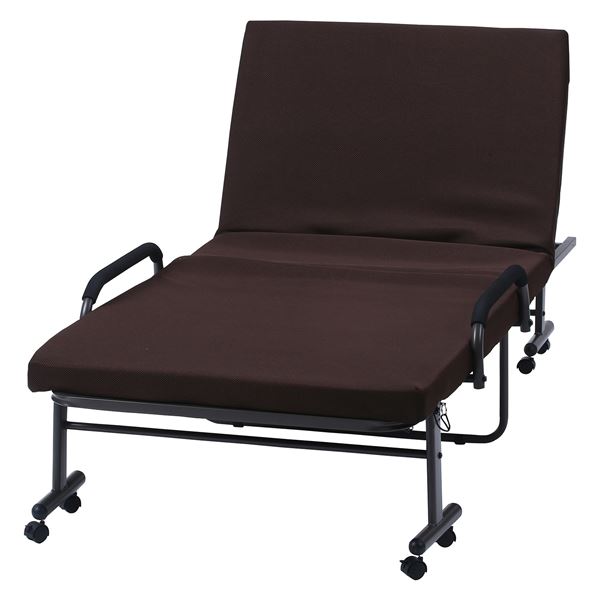 折りたたみベッド 寝具 約幅97cm ブラウン 低反発 フリーロック42段 高床 キャスター 移動便利 組立品 ベッドルーム 寝室 茶 送料無料の通販は