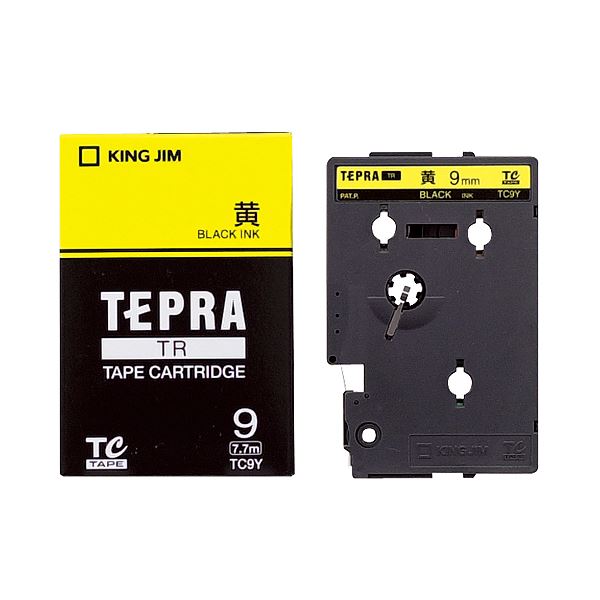(まとめ) キングジム テプラ TR テープカートリッジ パステル 9mm 黄／黒文字 TC9Y 1個 【×10セット】 送料無料