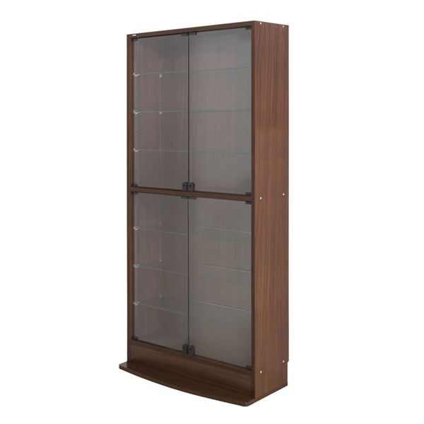 コレクションケース ショーケース /整理 収納 棚 【ワイド ハイタイプ 高い 本体 奥行29cm ブラウン】 幅83.1cm 強化ガラス扉 棚板 【組立品】 茶 送料無料の通販は