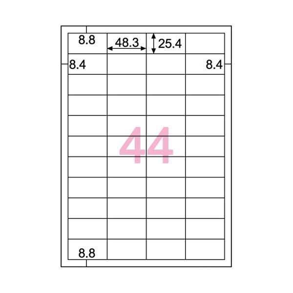 （まとめ）ヒサゴ エコノミーラベル A4 44面48.3×25.4mm 四辺余白 ELM022 1冊(100シート) 【×3セット】
