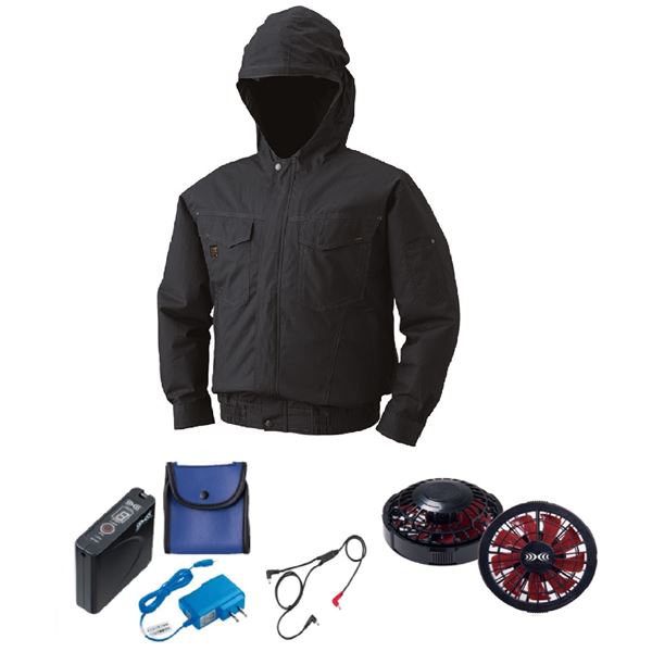 KU91410 空調服 R 綿薄手フード付 FAN2200BR・RD9261・LISUPER1セット チャコール M 送料無料