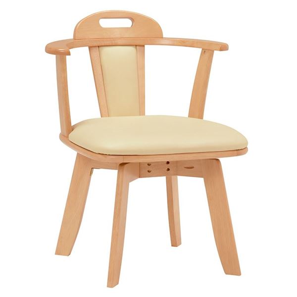 〔2脚セット〕 ダイニングチェア ダイニング用チェア イス 食卓 椅子 約幅52.5cm ナチュラル 回転式 木製 ラバーウッド PVC張地 組立品 リビング ダイニング 送料無料の通販は