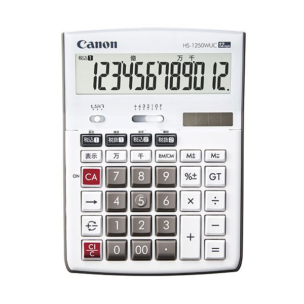 （まとめ）キヤノン 卓上電卓 HS-1250WUC12桁 3896C001 1台【×2セット】 菌を撃退 2倍の税率計算で節税もバッチリ 驚きの12桁 キヤノン最新卓上電卓HS-1250WUC、税率対応モデル 数量限定2台セット 送料無料