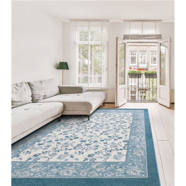 防炎 マット/絨毯 〔約190×290cm ブルー〕 手洗いOK すべりにくい ホットカーペット対応 『ジュレ』 プレーベル〔代引不可〕 防炎 マット&frasl;絨毯 約190×190cm ブルー 手洗いOK すべりにくい