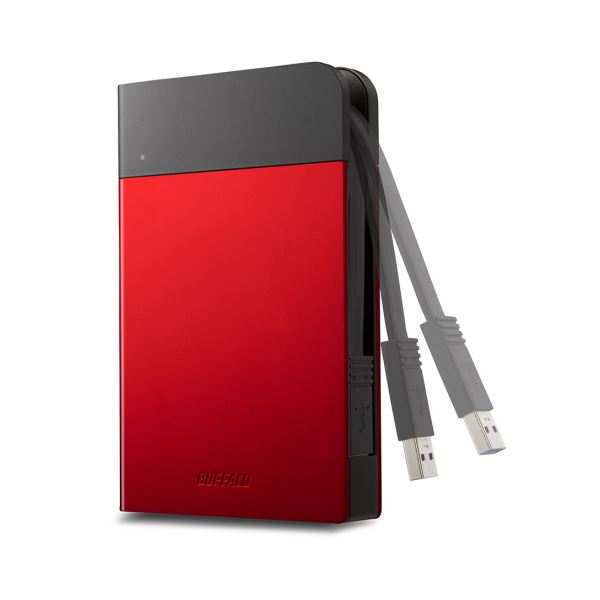 バッファローICカード対応MILスペック耐衝撃ボディー防滴・防塵ポータブルHDD 2TB レッド HD-PZN2.0U3-R1台 赤