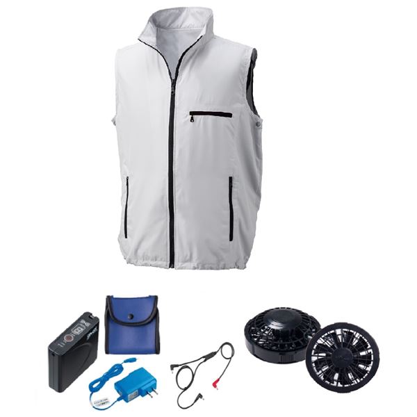 KU91830 空調服 R ポリエステル製 ベスト FAN2200B・RD9261・LISUPER1セット シルバー 5L 送料無料