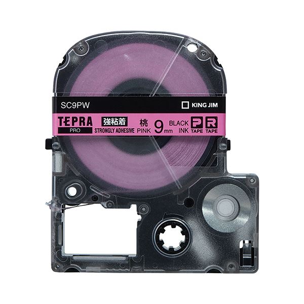まとめ）キングジム テプラPROテープ強粘着 ピン／黒字 SC18PW〔×5