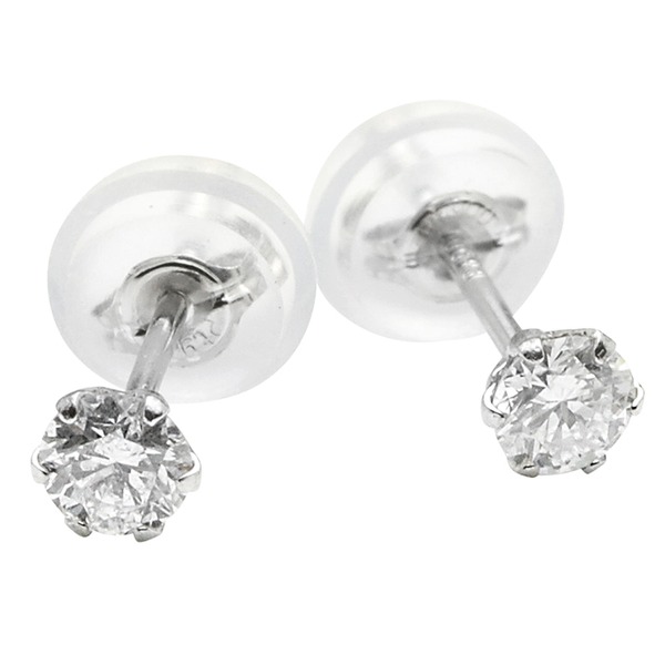ダイヤモンド ピアス 一粒 合計0.2ct プラチナ Pt900 6本爪 Dカラー SI2 Excellent エクセレントカット 鑑定書付き 送料無料の通販は