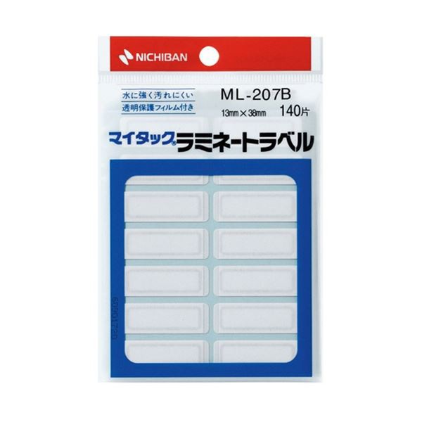 (まとめ) ニチバン マイタック ラミネートラベル 13×38mm 青枠 ML-207B 1セット(1400片：140片×10パック) 【×3セット】 送料無料の通販は