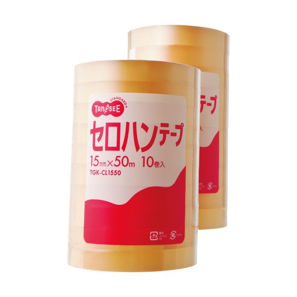 (まとめ) TANOSEE セロハンテープ18mm×50m 1パック（10巻） 【×10セット】 高品質な国産セロハンテープ 信頼の大巻18mm×50m 1パックで10巻 経済的な×10セット 使い勝手抜群 送料無料の通販は