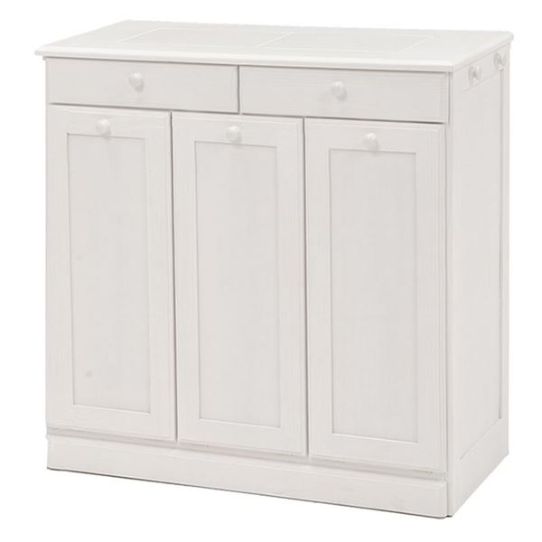 ダストボックス ゴミ箱 約幅69cm ホワイトウォッシュ 15Lペール 3個付き 木製 キャスター付 移動可能 車輪付き き キッチン 台所 引っ越し 白 送料無料の通販は