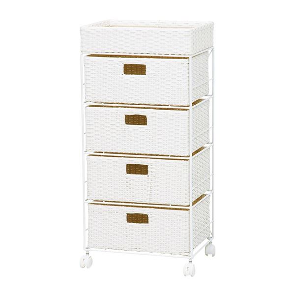 ランドリーラック 約幅40.5cm ホワイト 金属 スチール パイプ キャスター付 移動可能 車輪付き き ランドリー整理 収納 脱衣所 洗面所 R2411WH 白 送料無料の通販は