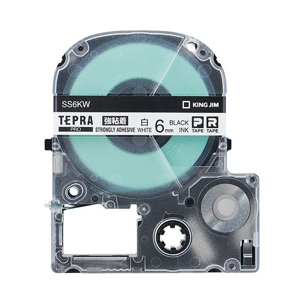 (まとめ) キングジム テプラ PRO テープカートリッジ 強粘着 6mm 白／黒文字 SS6KW 1個 【×10セット】 送料無料の通販は