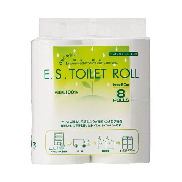 太洋紙業 ESトイレットロール90m巻 8R×12パック 超ロングサイズ 贅沢な使い心地 極上の快適さをお届け パワーアップした超絶トイレットロール 90m巻き8R×12パック 送料無料の通販は