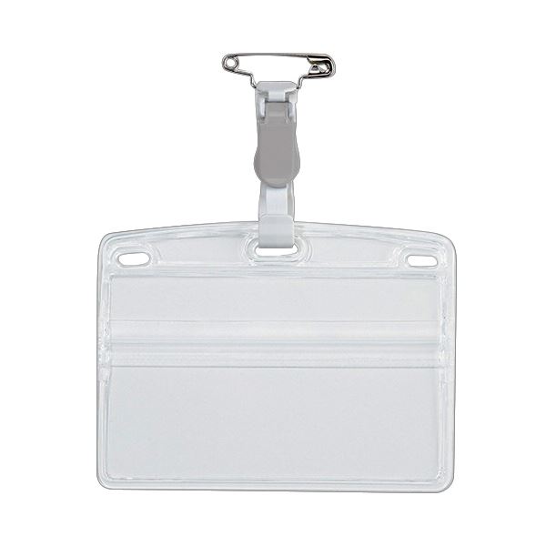 (まとめ) オープン工業 タッグ名札 プラクリップ ソフトヨコ 名刺 灰 NT-2-GY 1パック（10枚） 【×10セット】 柔らかな灰色の名刺ホルダー、プラクリップ付き 一度に10枚入りのタッグ名札セット です 送料無料の通販は