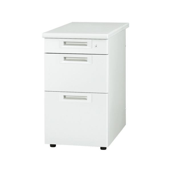 プラス 脇机 テーブル 3段 RJ-047D-D3 ホワイト 引出D 白 使い勝手抜群の脇机3段 清潔感あるホワイトカラー オフィスや学習スペースに最適な収納家具 整理整頓をサポートし、効率的な仕事を実現 信頼の逸品 白 送料無料の通販は