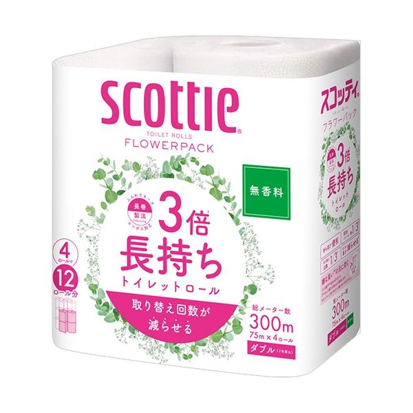 (まとめ) 日本製 国産 紙クレシア スコッティ フラワーパック 3倍長持ち ダブル 芯あり 75m 1パック(4ロール) 【×20セット】 送料無料の通販は (まとめ) 日本製 国産 紙クレシア スコッティ フラワーパック 3倍長持ち ダブル 芯あり 75m 1パック(4ロール) 【×20セット】 送料無料の通販は