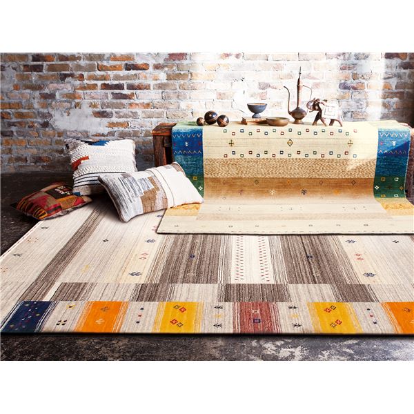 防炎 ラグマット/絨毯 〔約200×250cm 781/マルチ〕 ホットカーペット対応 インド製 『ファインギャベ』 781/MULTI〔代引不可〕 防炎 ラグマット じゅうたん 敷き物 ⁄絨毯 約200×250cm 781⁄マルチ