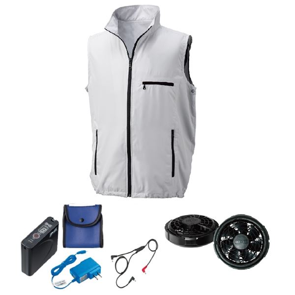 KU91830 空調服 R ポリエステル製 ベスト FAN2300B・RD9261・LISUPER1セット シルバー 5L 送料無料