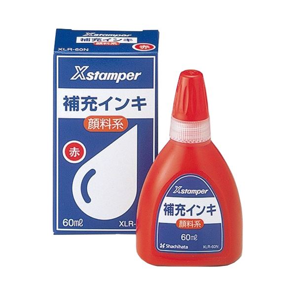 （まとめ） シヤチハタ Xスタンパー 補充インキ顔料系全般用 60ml 赤 XLR-60N 1個 【×5セット】 鮮やかな色彩を纏う Xスタンパー用補充インキ 顔料系全般用 60ml 赤 5個セット 送料無料