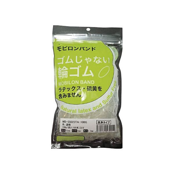 (まとめ) 日清紡 モビロンバンド 55×2×0.3mm 透明/洗浄タイプ 100g MB-550.3 TA-100G 1袋(1135本) 【×5セット】 送料無料の通販は