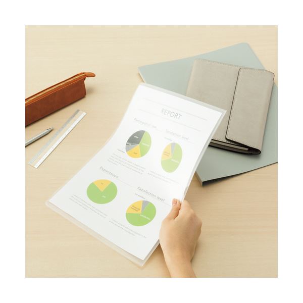 （まとめ）TANOSEE ソフトカードケース A5 半透明（梨地クリア） 再生オレフィン製 1セット（20枚） 【×3セット】 送料無料の通販は