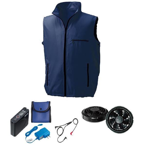 KU91830 空調服 R ポリエステル製 ベスト FAN2300B・RD9261・LISUPER1セット ネイビー 5L 送料無料