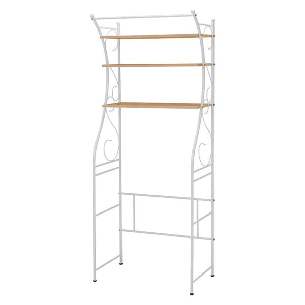 洗濯機ラック/ランドリー整理 収納 【ナチュラル×ホワイトウォッシュ】 幅75cm 金属 スチール 棚板 アジャスター付 組立式 〔脱衣所〕 白 送料無料の通販は 16,666円