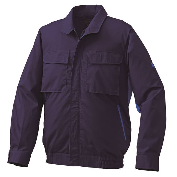 KU91910 空調服 R 綿・ポリ混紡 脇下マチ付きII 服のみ ネイビー×ブルー 5L 青