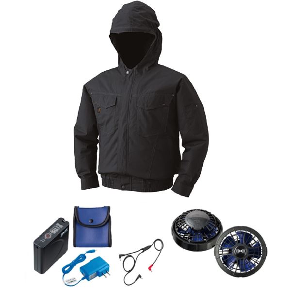 KU91410 空調服 R 綿薄手フード付 FAN2400SPBB・RD9261・LISUPER1セット チャコール LL 送料無料