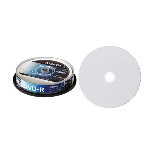 (まとめ) RiDATA 録画用DVD-R 120分1-16倍速 ホワイトワイドプリンタブル スピンドルケース D-RCP16X.PW10RD D1パック(10枚) 【×30セット】 白