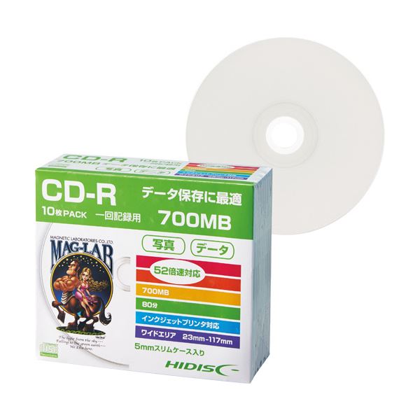 (まとめ) ハイディスク データ用CD-R700MB 48倍速 ホワイトワイドプリンタブル 5mmスリムケース TYCR80YP10SC1パッ データ用CD-R700MB 48倍速対応 マクセル 通販モノタロウ