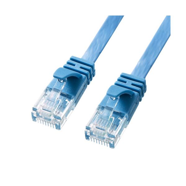 （まとめ） カテゴリ6AフラットLANケーブル 配線 KB-FL6A-05BL 【×3セット】 送料無料の通販は