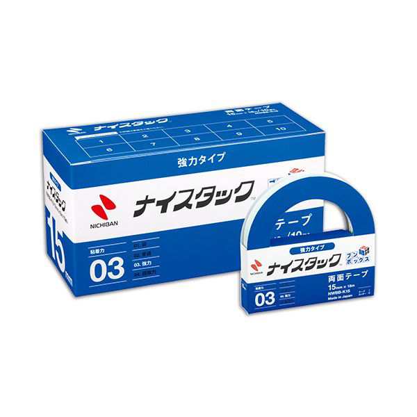 (まとめ) ニチバン ナイスタック 両面テープ 強力タイプ ブンボックス 大巻 15mm×18m NWBB-K15 1パック(10巻) 【×5セット】 送料無料の通販は