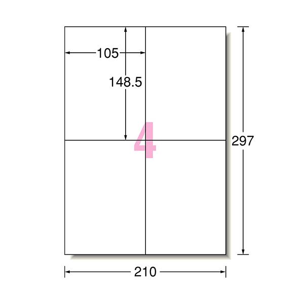 (まとめ）エーワンラベルシール[レーザープリンタ] マット紙・ホワイト A4判 4面 105×148.5mm 662041冊(100シート)【×3セット】 白
