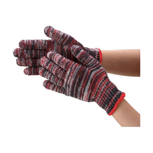 (まとめ) TRUSCO カラー軍手 雑色 赤 TGC-500-R 1パック(10双) 【×10セット】 送料無料の通販は