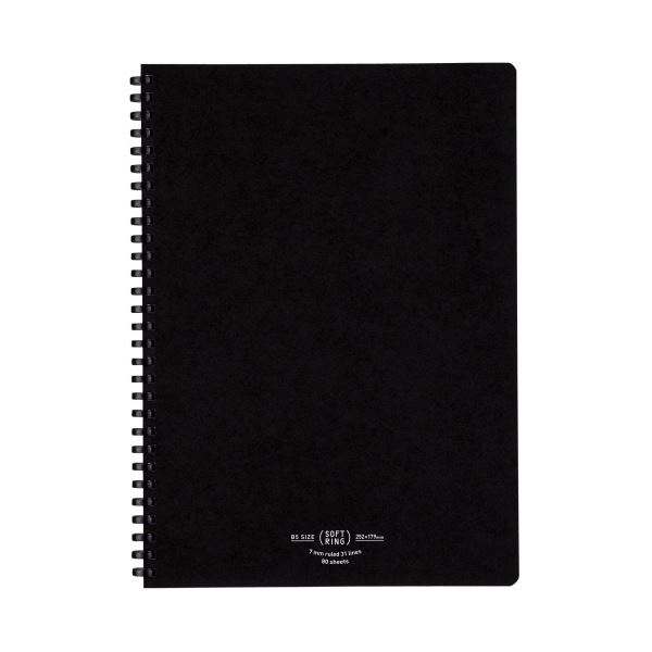 （まとめ）コクヨ ソフトリングノート（ナチュラル）セミB5 A罫 80枚 ブラック ス-SV608A-D 1セット（5冊）【×2セット】 黒 送料無料の通販は 8,232円