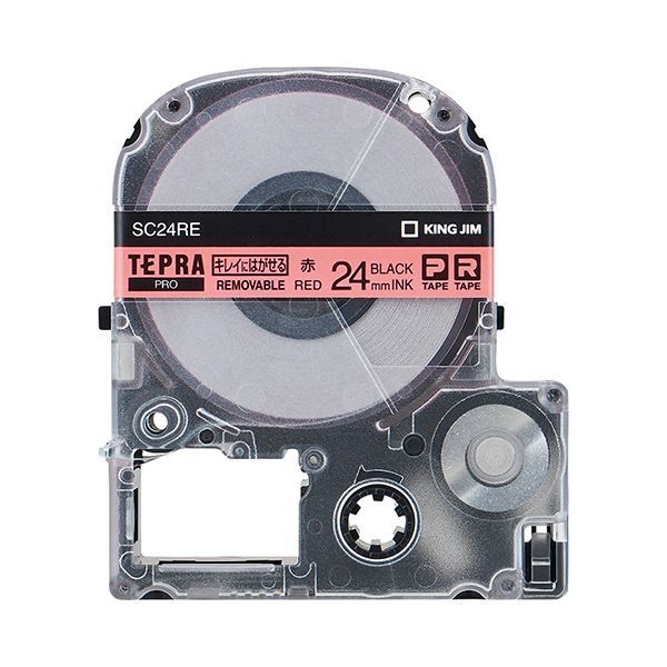 (まとめ) キングジム テプラ PRO テープカートリッジ キレイにはがせるラベル 24mm 赤／黒文字 SC24RE 1個 【×10セット】 送料無料