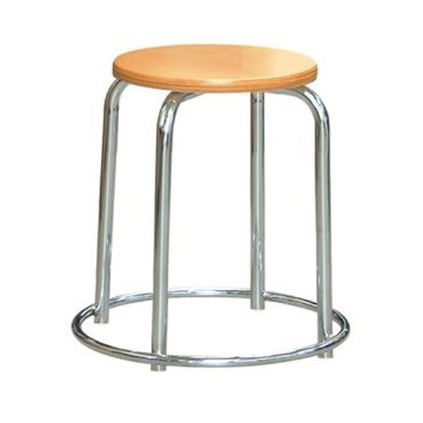 スツール イス バーチェア 椅子 カウンターチェア オットマン 足置き 幅41.5cm ナチュラル×クロームメッキ 外リング付き スタッキング 金属 スチール 日本製 国産 完成品 1脚販売 送料無料の通販は