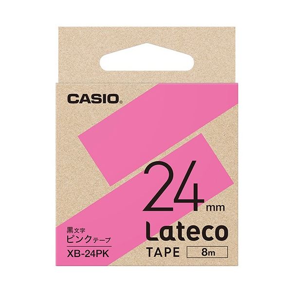 (まとめ) カシオ ラテコ 詰替用テープ 24mm×8m ピンク/黒文字 XB-24PK 1個 【×5セット】 簡単テープ交換で便利 ピンク/黒文字の詰替用テープ、24mm×8m テープをまとめて5個セットでお得に 送料無料