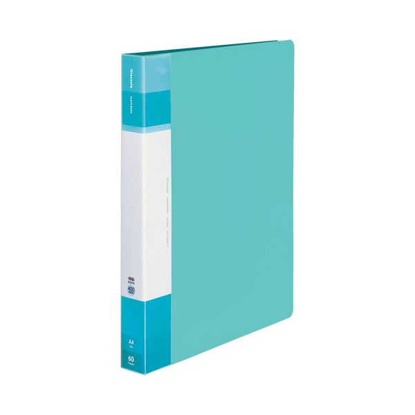 （まとめ）コクヨ クリヤーブック（Glassele） 固定式・背ポケット A4タテ 60ポケット ライトブルー ラ-GLB60LB 1冊 【×5セット】 青 送料無料の通販は