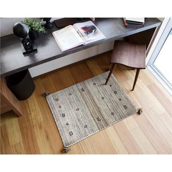 ラグマット じゅうたん カーペット 敷き物 絨毯 約45×75cm L16 ニュージーランドウール100% 保温性 調湿効果 オールシーズン対応 ギャッベ リビング 送料無料の通販は