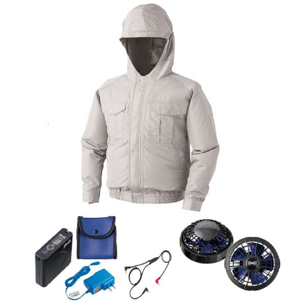 KU90810 空調服 R ポリエステル製フード付き FAN2400SPBB・RD9261・LISUPER1セット シルバー 4L 送料無料の通販は