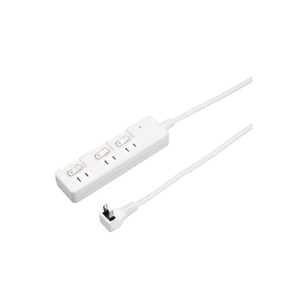 【5個セット】 YAZAWA 雷ガード付 3個口 節電タップ 2m ホワイト H8KS332WHX5 白 送料無料の通販は