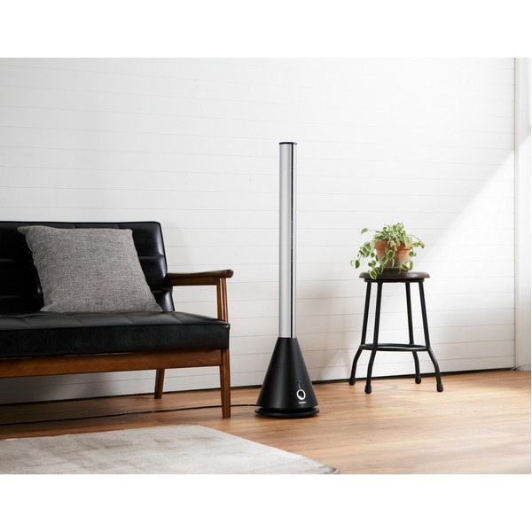 スリム タワー サーキュレーター 約幅230mm ブラック 空気清浄 脱臭機能付き 首振り機能 オフタイマー機能 風量調節9段階 黒