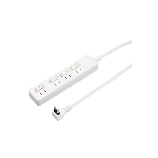 【5個セット】 YAZAWA 4個口 節電タップ 2m ホワイト H8S442WHX5 白 安全性に充実の個別操作スイッチとシャッターを備えた、節電タップ4個口のホワイトカラー2m長さのセットが5個揃った商品です 白 送料無料の通販は