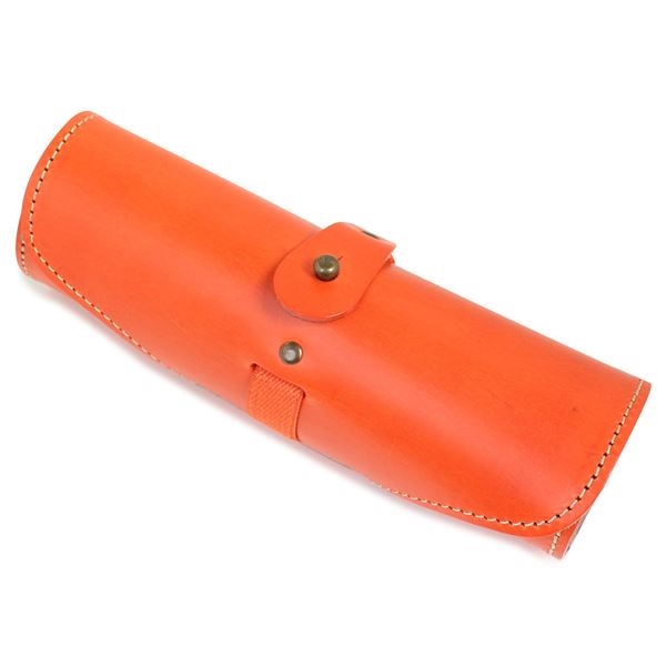 日本製 国産 イタリア牛ヌメ革 ホック式 メガネケース 円柱型 オレンジ EL-30-22