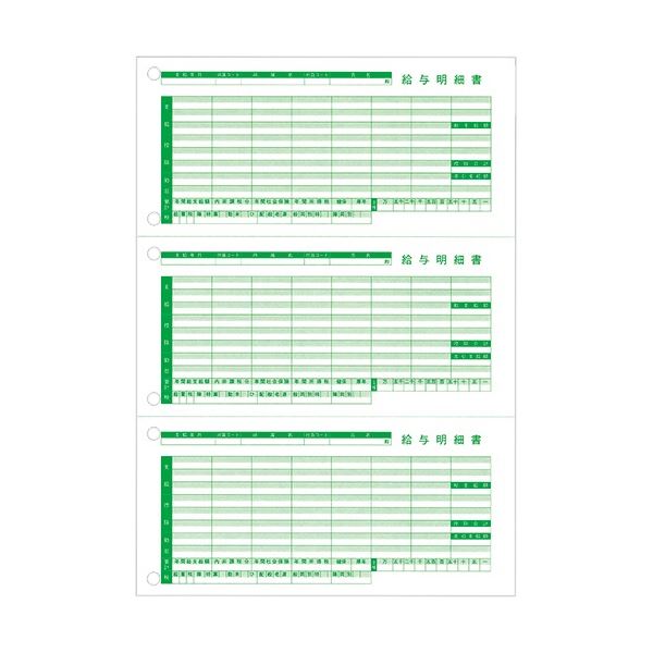 (まとめ) 東京ビジネス 給与明細書III(ページプリンタ用・穴有・二千円札対応) A4タテ 三分割 TB-KUMH2-R03 1冊(100枚) 【×3セット】 送料無料の通販は