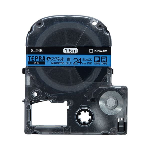 (まとめ) キングジム テプラ PRO テープカートリッジ マグネットテープ 24mm 青／黒文字 SJ24B 1個 【×10セット】